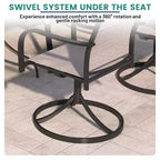 Chaises de salle à manger pivotantes et à bascule Mondawe 2 pièces pour patio extérieur, chaises de salle à manger pivotantes en fer et textilène à dossier haut et rotation à 360° (ensemble de 2)