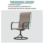 Chaises de salle à manger pivotantes et à bascule Mondawe 2 pièces pour patio extérieur, chaises de salle à manger pivotantes en fer et textilène à dossier haut et rotation à 360° (ensemble de 2)