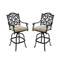 Mondawe Bar Chair Cast Aluminum Outdoor High Back Stool Chair with Cushion (Set of 2)