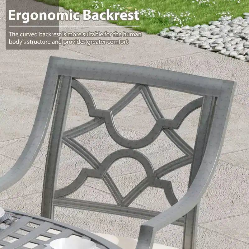 Mondawe - Sedia da pranzo da esterno con braccioli in alluminio pressofuso verniciato a polvere con cuscino (set da 6)