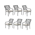 Mondawe Powder Coated Cast Aluminum Outdoor Dining Armchair with Cushion (Set of 6)