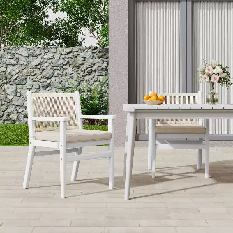 Christopher Knight Home Aurora Sedie da pranzo rustiche da esterno in legno di acacia con trama in corda (set da 2)