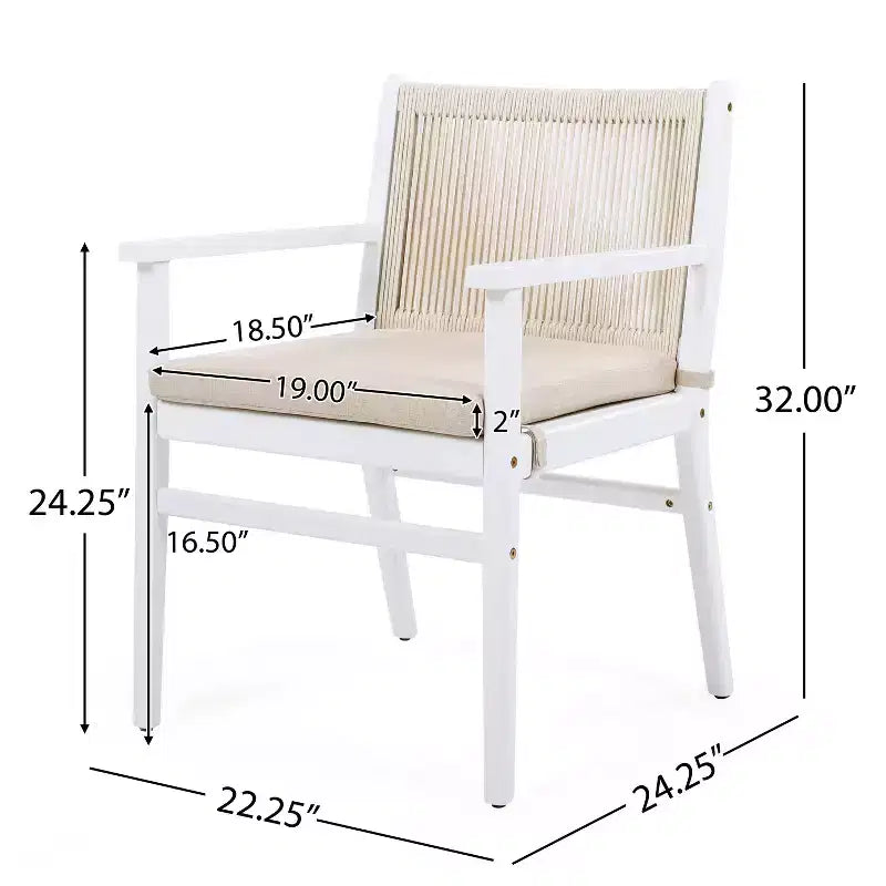 Christopher Knight Home Aurora Sedie da pranzo rustiche da esterno in legno di acacia con trama in corda (set da 2)