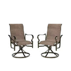 Mondawe Outdoor Cast Aluminum Swivel Rocking Chair with Textilene Seat and High Back (Set of 2)