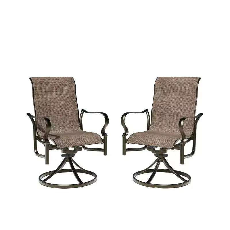 Mondawe Outdoor Cast Aluminum Swivel Rocking Chair with Textilene Seat and High Back (Set of 2)