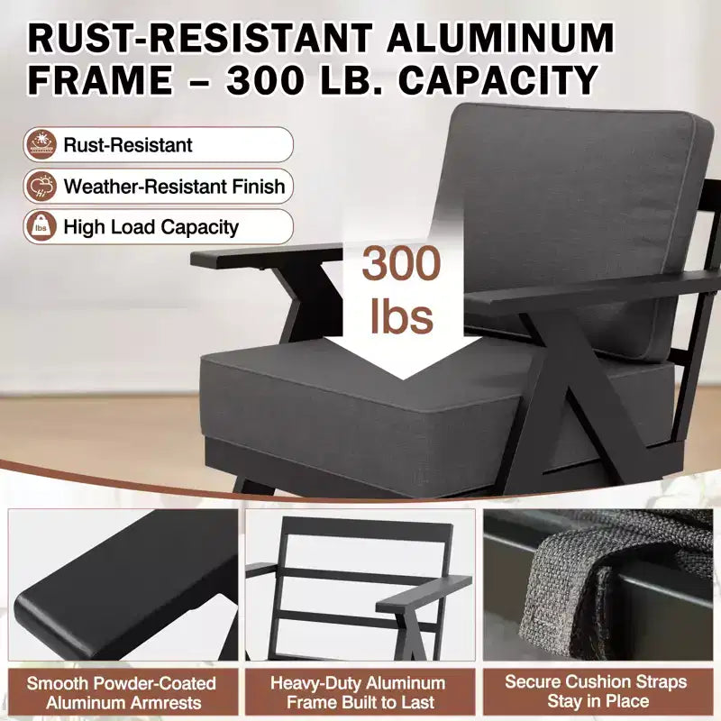 EAGLE PEAK Urban Slate Set di 2 poltrone moderne da esterno con cuscini spessi