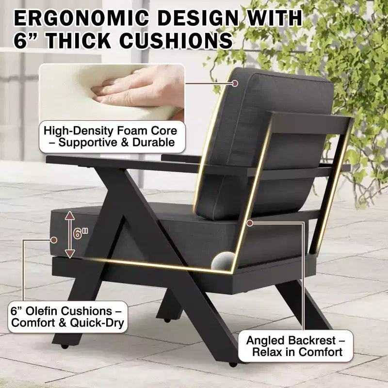 EAGLE PEAK Urban Slate Set di 2 poltrone moderne da esterno con cuscini spessi