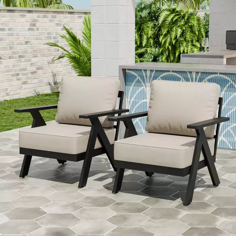 EAGLE PEAK Urban Slate Set di 2 poltrone moderne da esterno con cuscini spessi
