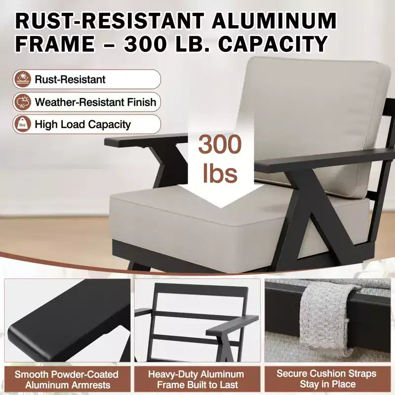 EAGLE PEAK Urban Slate Set di 2 poltrone moderne da esterno con cuscini spessi