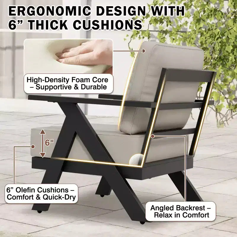 EAGLE PEAK Urban Slate Set di 2 poltrone moderne da esterno con cuscini spessi