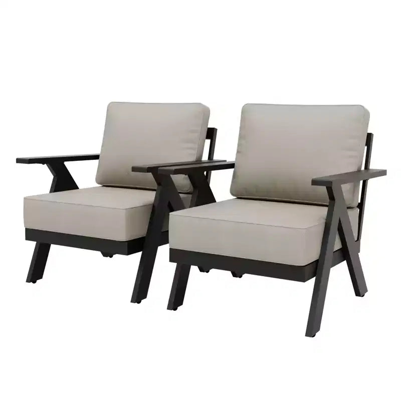 EAGLE PEAK Urban Slate Set di 2 poltrone moderne da esterno con cuscini spessi