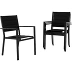 Sedie da pranzo impilabili Acekool da esterno, set da 4 - Struttura in alluminio con tessuto Textilene traspirante, Grigio