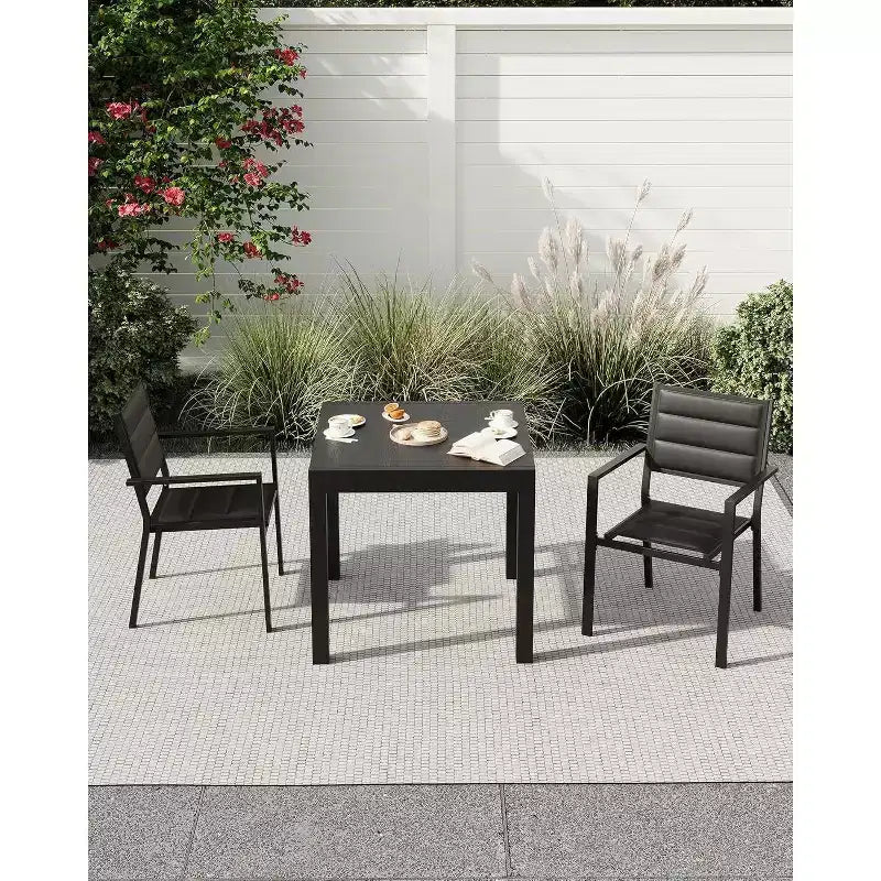 Acekool 4-Piece Stackable Patio Dining Chairs - Outdoor Aluminum Frame with Breathable Textilene Fabric, Grey