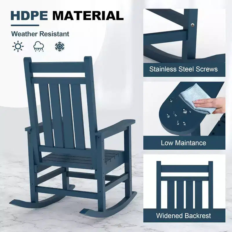 Acekool Sedia a Dondolo da Esterno Extra Large in HDPE, Dondolo in Polietilene Resistente a Tutte le Condizioni Atmosferiche, Dondolo da Portico con Schienale Alto e Supporto Robusto