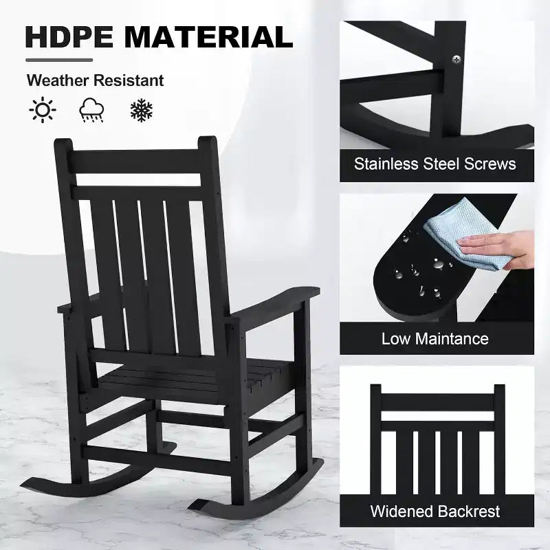Acekool Sedia a Dondolo da Esterno Extra Large in HDPE, Dondolo in Polietilene Resistente a Tutte le Condizioni Atmosferiche, Dondolo da Portico con Schienale Alto e Supporto Robusto