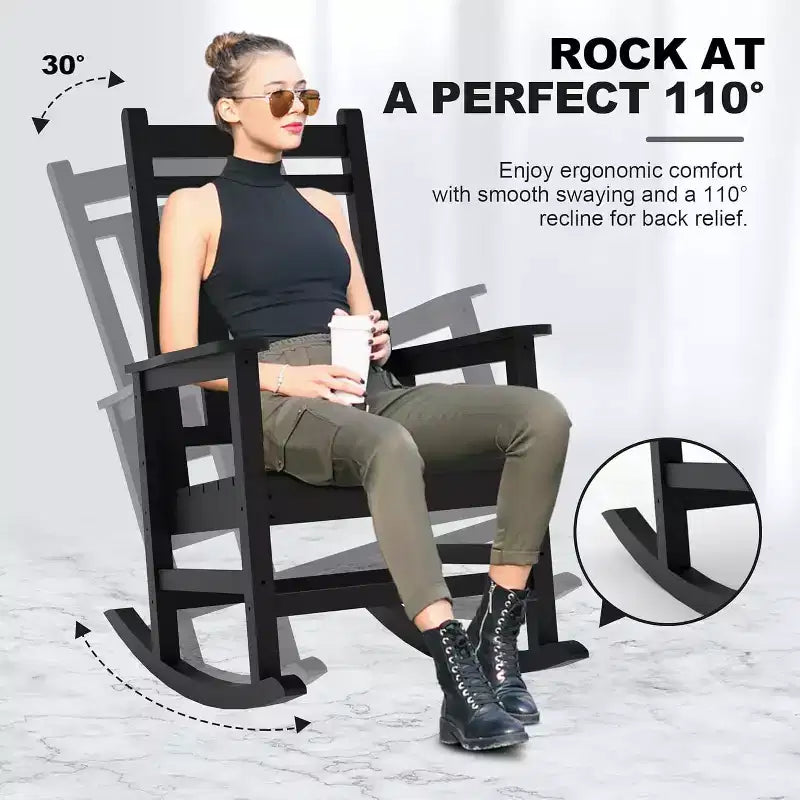 Acekool Sedia a Dondolo da Esterno Extra Large in HDPE, Dondolo in Polietilene Resistente a Tutte le Condizioni Atmosferiche, Dondolo da Portico con Schienale Alto e Supporto Robusto