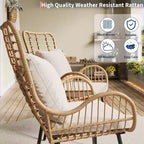 Set di 2 sedie da esterno Acekool in vimini boho con cuscini spessi e cuscini decorativi, sedie in rattan per tutte le stagioni per patio e bordo piscina, marrone