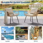 Set di 2 sedie da esterno Acekool in vimini boho con cuscini spessi e cuscini decorativi, sedie in rattan per tutte le stagioni per patio e bordo piscina, marrone