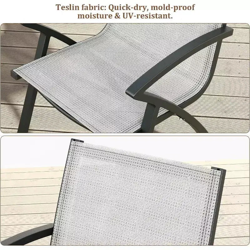 Set Acekool di 6 Sedie da Pranzo da Esterno Moderne in Alluminio con Tessuto Textilene ad Asciugatura Rapida, Sedute Ergonomiche per Patio, Grigio