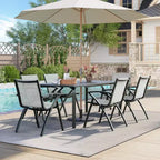 Set Acekool di 6 Sedie da Pranzo da Esterno Moderne in Alluminio con Tessuto Textilene ad Asciugatura Rapida, Sedute Ergonomiche per Patio, Grigio
