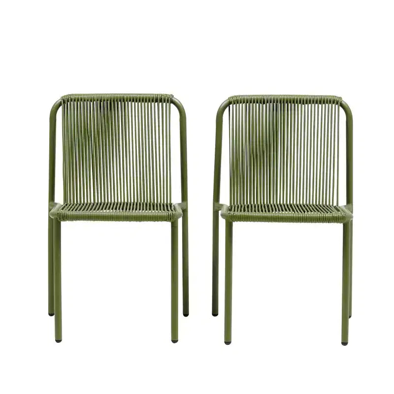 Christopher Knight Home Balfour - Sedie da pranzo moderne da esterno impilabili in rattan e ferro (set di 2)