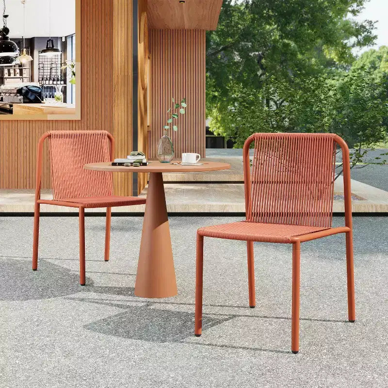 Christopher Knight Home Balfour - Sedie da pranzo moderne da esterno impilabili in rattan e ferro (set di 2)