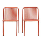 Christopher Knight Home Balfour - Sedie da pranzo moderne da esterno impilabili in rattan e ferro (set di 2)
