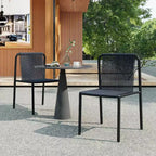 Christopher Knight Home Balfour - Sedie da pranzo moderne da esterno impilabili in rattan e ferro (set di 2)