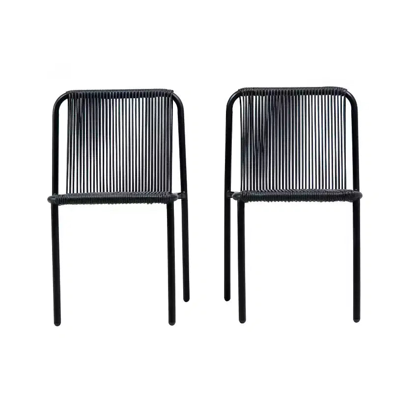 Christopher Knight Home Balfour - Sedie da pranzo moderne da esterno impilabili in rattan e ferro (set di 2)