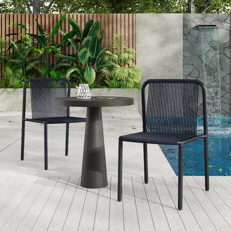 Christopher Knight Home Balfour Outdoor Modern Stackable Rattan and Iron Dining Chair (Set of 2)