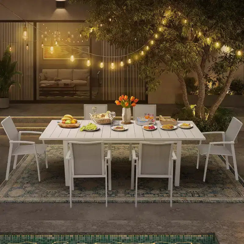 Heynemo Sedie da Pranzo per Patio, Struttura Robusta in Alluminio, Tessuto Textilene ad Asciugatura Rapida, Mobili da Esterno Impilabili per Prato, Balcone