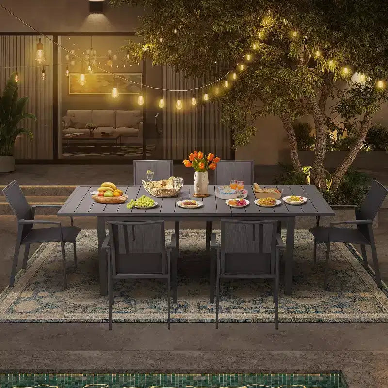 Heynemo Sedie da Pranzo per Patio, Struttura Robusta in Alluminio, Tessuto Textilene ad Asciugatura Rapida, Mobili da Esterno Impilabili per Prato, Balcone