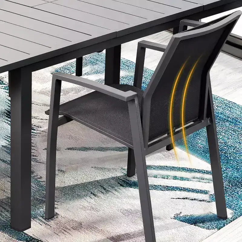 Heynemo Sedie da Pranzo per Patio, Struttura Robusta in Alluminio, Tessuto Textilene ad Asciugatura Rapida, Mobili da Esterno Impilabili per Prato, Balcone