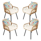 Karl Home | Metal-framed Rattan-woven Patio Dining Chair (Set of 4)