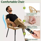 Karl Home | Sedia da pranzo da esterno con struttura in metallo e intreccio in rattan (set da 4)