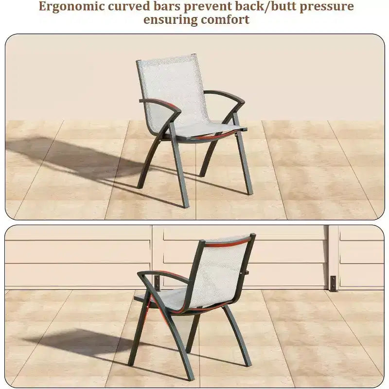 Acekool Set da pranzo da patio in alluminio a 2 pezzi - Tavolo da esterno con 2 sedie impilabili, foro per ombrellone, nero