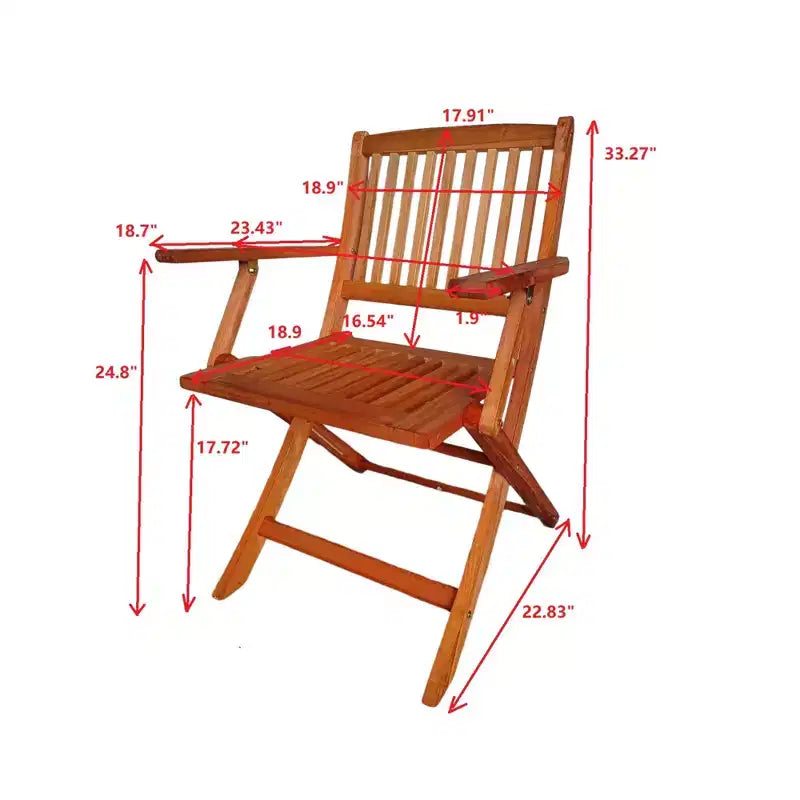 GDFStudio Benedict Sedie da pranzo pieghevoli rustiche da patio (Set da 4)