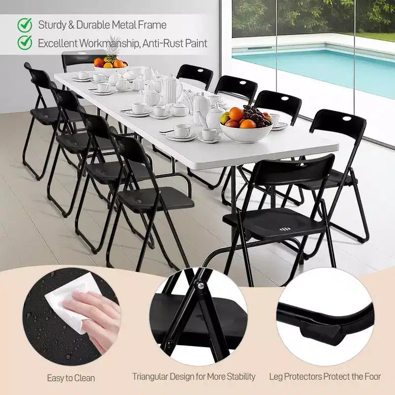 Karl Home | Set di 10 sedie pieghevoli impilabili in metallo