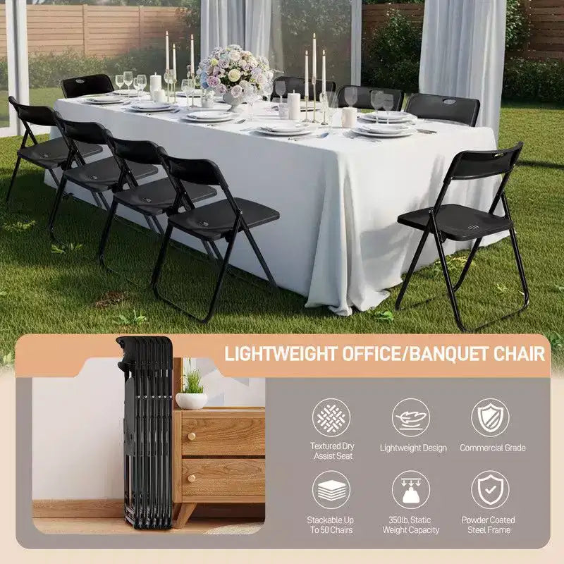 Karl Home | Set di 10 sedie pieghevoli impilabili in metallo