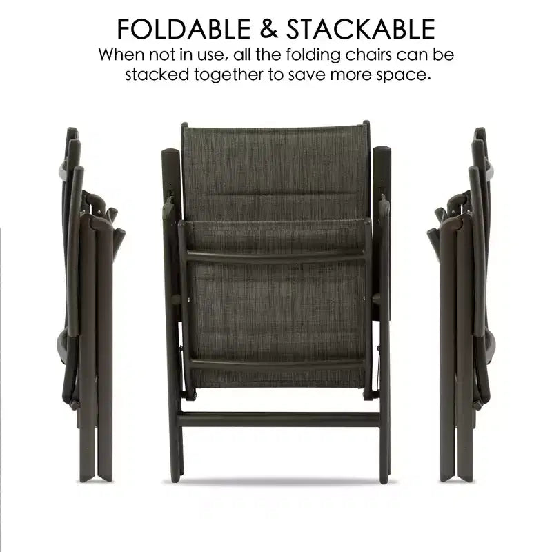 Kozyard Coolmen, set di 2 sedie da pranzo per esterni, pieghevoli con seduta in Textilene imbottita e traspirante per patio e giardino