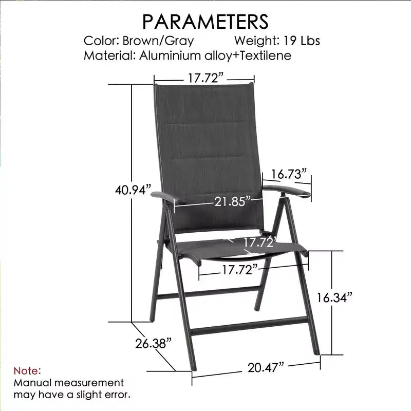 Kozyard Coolmen, set di 2 sedie da pranzo per esterni, pieghevoli con seduta in Textilene imbottita e traspirante per patio e giardino