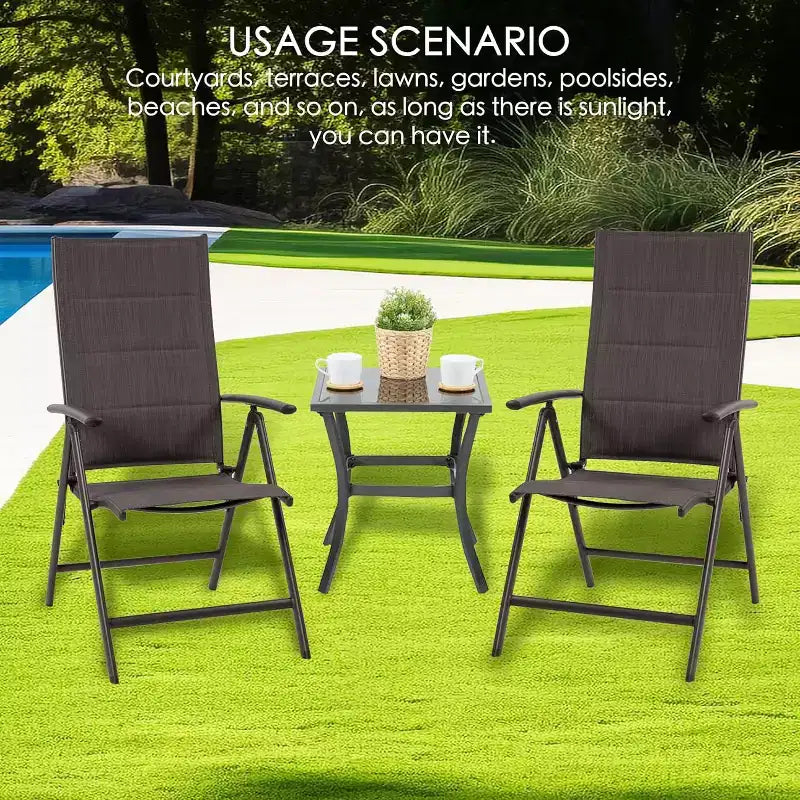Kozyard Coolmen, set di 2 sedie da pranzo per esterni, pieghevoli con seduta in Textilene imbottita e traspirante per patio e giardino