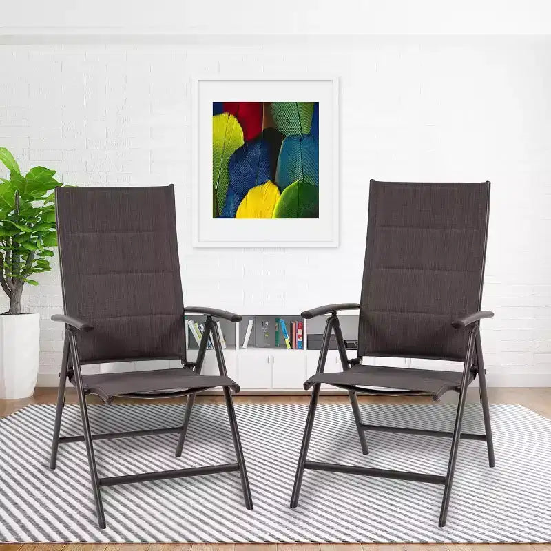 Kozyard Coolmen 2-Piece Outdoor Patio Dining Chair Set  Foldable Deck Chairs with Breathable, Padded Textilene Seats for Patio and Garden Use
