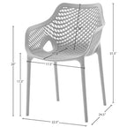 Meridian Furniture, Sedia da pranzo Mykonos per patio esterno, set da 4