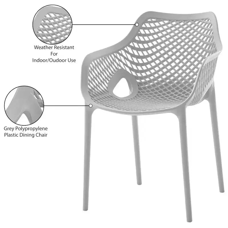Meridian Furniture, Sedia da pranzo Mykonos per patio esterno, set da 4