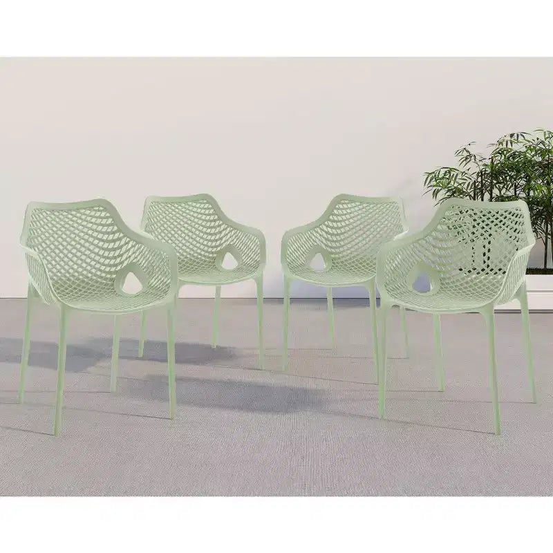Meridian Furniture, Sedia da pranzo Mykonos per patio esterno, set da 4