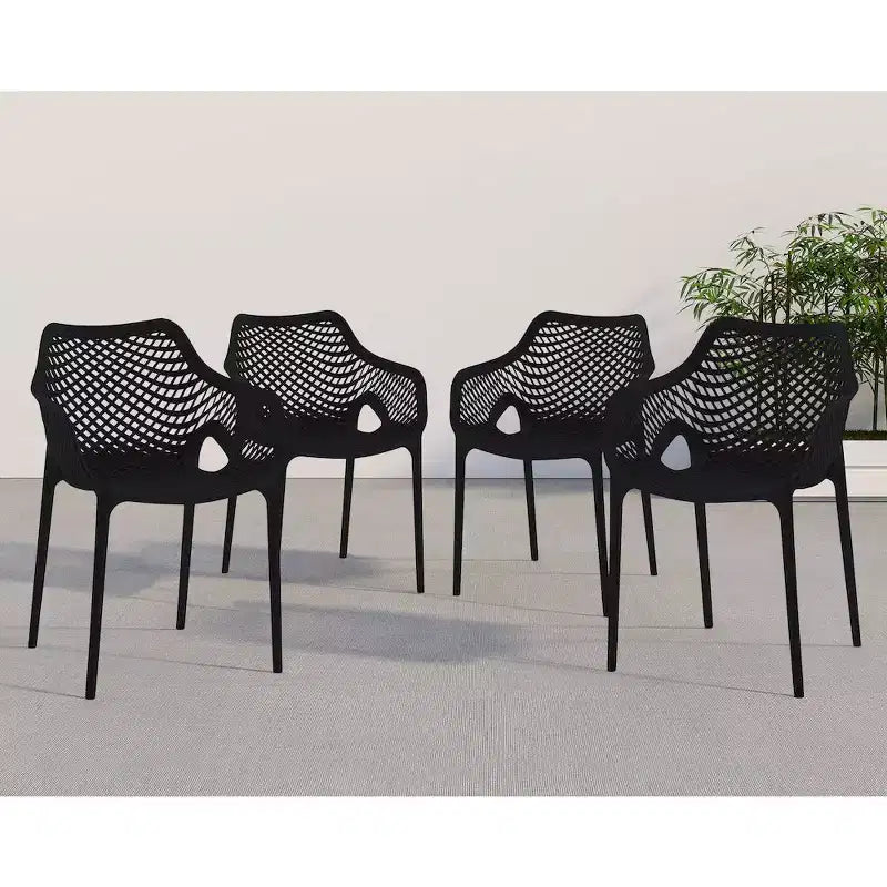 Meridian Furniture, Sedia da pranzo Mykonos per patio esterno, set da 4