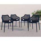 Meridian Furniture, Sedia da pranzo Mykonos per patio esterno, set da 4
