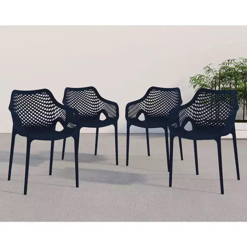 Meridian Furniture, Sedia da pranzo Mykonos per patio esterno, set da 4
