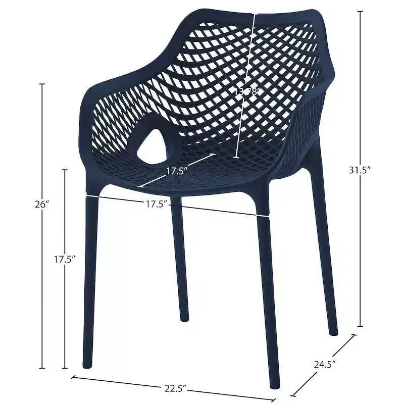 Meridian Furniture, Sedia da pranzo Mykonos per patio esterno, set da 4